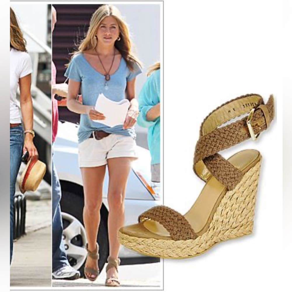 Stuart Weitzman woven espadrille wedges Sz 9.5